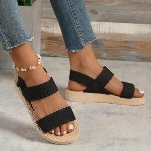 Ladies Summer/ Beach Platform Lightweight Sandal Brown/Black Quick DRYING